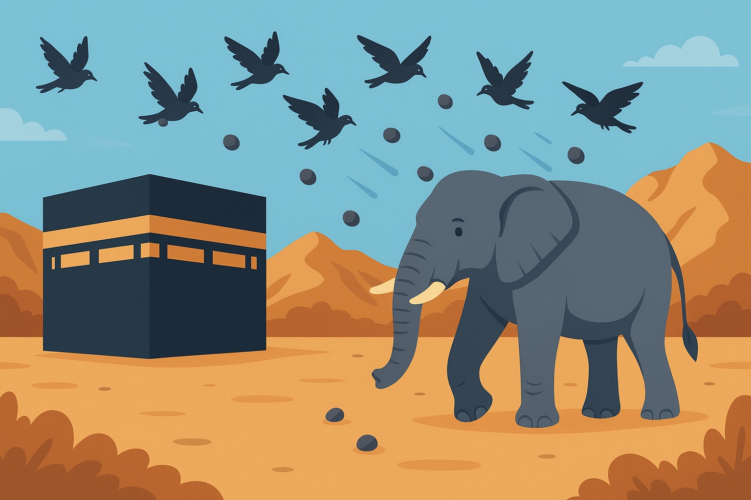 kisah pasukan gajah abrahah yang berusaha menyerang ka'bah namun dihancurkan oleh burung ababil